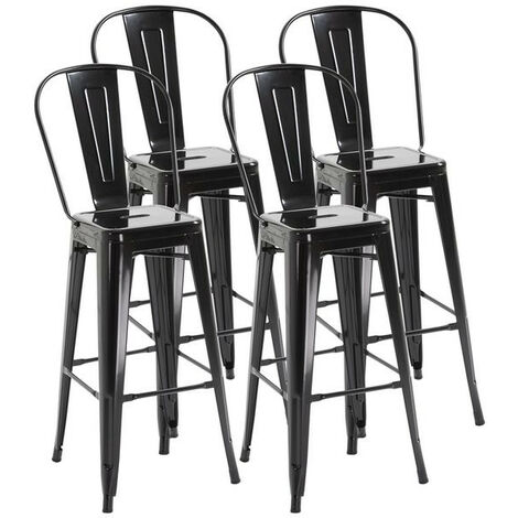 Lot de 4 tabourets métal FUSAIN noir (1/5)