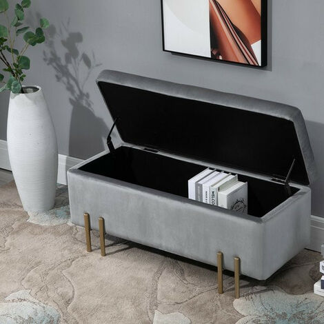 Banc coffre de rangement MONTAIGNE gris