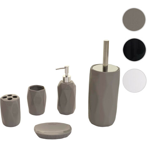 Ensemble de salle de bains 5 pièces HWC-H88, accessoires de salle de bains, céramique - blanc