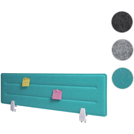 Cloison de table HWC-G76, panneau d'affichage, avec clips, tissu / textile avec gaufrage - 100x30cm gris (1/5)