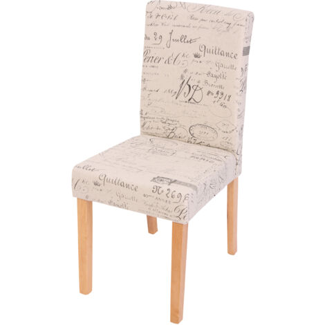 Chaise de salle à manger Littau, chaise de cuisine, tissu/textile - crème d'écriture, pieds clairs (1/5)
