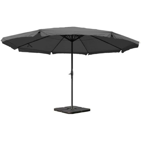 Parasol Meran Pro, gastronomie, parasol pour marché avec volantsØ 5m polyester/alu 28 kg-anthracite avec socle (1/5)