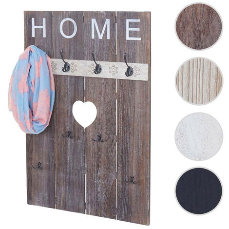 Portemanteau mural HWC-C89, HOME, 8 crochets, 91x60cm - brun naturel shabby (1/5)