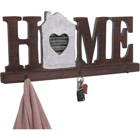 Garde-robe murale HWC-A91 Home, planche vestiaire, style chalet, bois, métal (1/5)