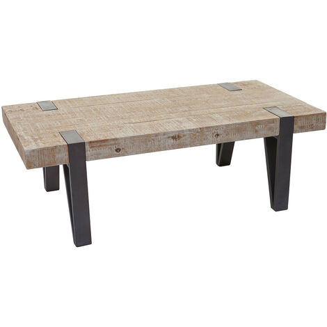 Table Basse de Salon HWC-A15b, Sapin Bois Massif Rustique 40x120x60cm (1/5)