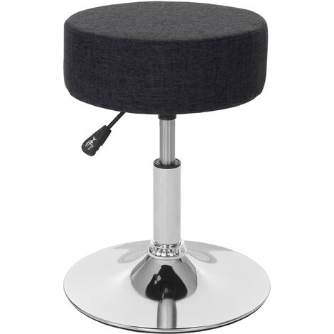 2x Tabouret HWC-C22, hauteur réglable, Ø 35 cm, tissu - gris foncé (1/5)