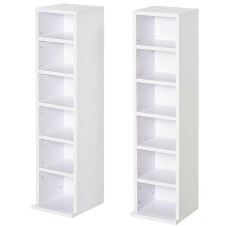 Lot de 2 étagères colonnes blanches – Dimensions 21L x 22,5l x 88,5H cm – 12 niches pour rangement – Panneau de particules E1 – MH