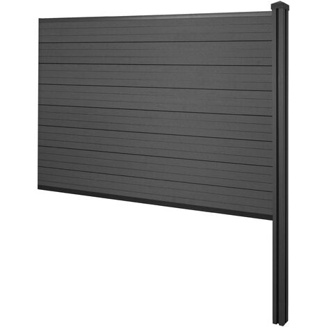 Pare-vue WPC Sarthe, clôture pare-vent, poteaux WPC à sceller élément d'extension, 188cm anthracite (1/5)