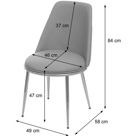 2x chaise de salle à manger HWC-H28, chaise de cuisine, métal - gris, pieds noirs, velours