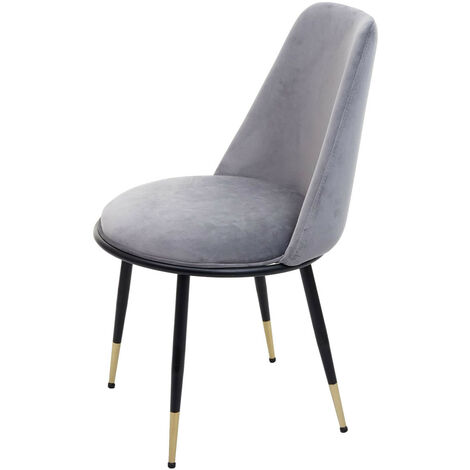 2x chaise de salle à manger HWC-H28, chaise de cuisine, métal - gris, pieds noirs, velours