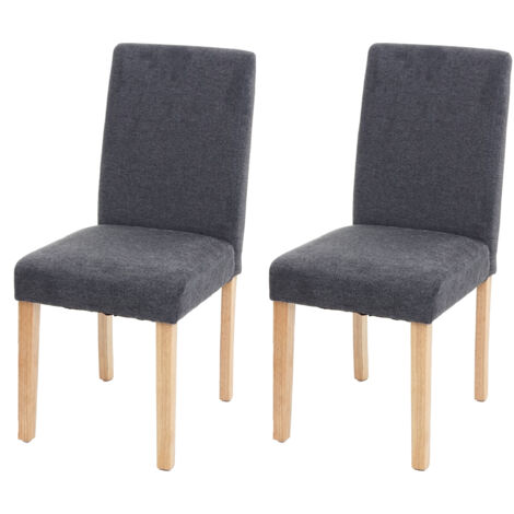 2x chaise à manger chaise de cuisine Littau - textile, gris anthracite, pieds clairs (1/5)