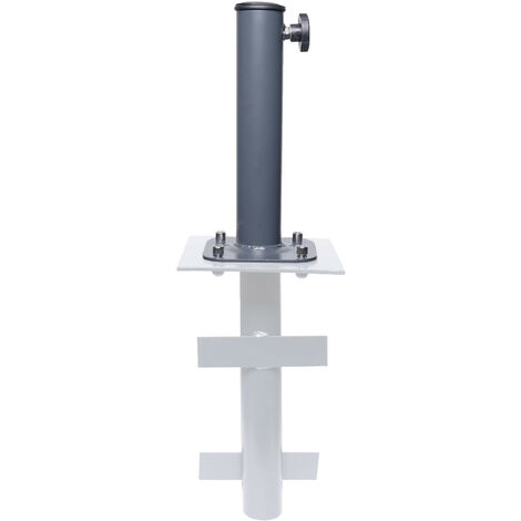 Mendler – Pied de parasol en acier revêtu – Support pour ancrage au sol Ø 38-48mm – Fixation stable sur béton – Dimensions 30x13,5x13,5cm