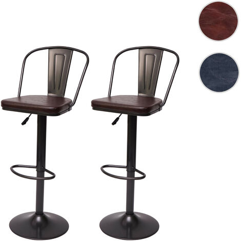 2x Tabouret de bar HWC-H10a, réglable en hauteur, pivotant, design industriel - vintage noir-gris (1/5)