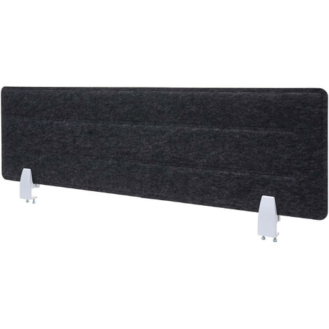 Cloison de table HWC-G76, panneau d'affichage de bureau, avec clips, tissu avec gaufrage - 100x30cm noir (1/5)
