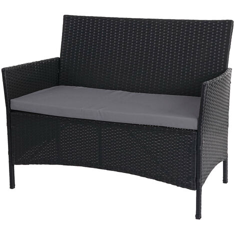 Banc de jardin Halden en polyrotin - anthracite, coussin anthracite (1/5)