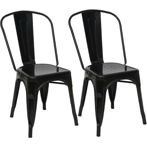 2x chaise de bistro HWC-A73, chaise empilable, métal, design industriel - noir (1/5)