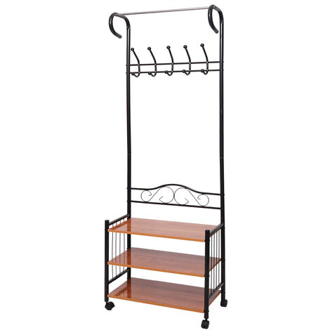 Portemanteau Sur Pied Type T GUOHNHE – Métal + Dalle Roche, 175 Cm, Multifonction, Capacité 50 Kg, Noir