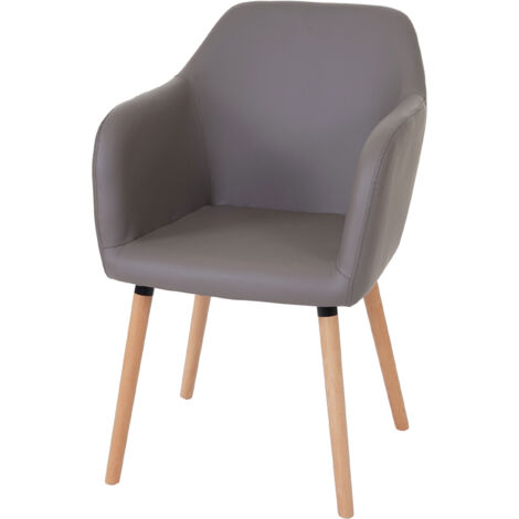 Chaise de séjour / salle à manger Malmö T381, style rétro des années 50 - similicuir, taupe (1/5)