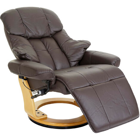 Mendler – Fauteuil relax Calgary 2 en cuir véritable – Charge 150 kg – Dossier et repose-pied réglables – Rotatif 360° – Dimensions 105x90x82 cm (1/5)