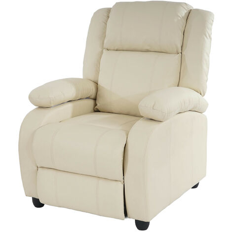 Fauteuil de télévision, fauteuil relax Lincoln, relaxation, similicuir - crème (1/5)