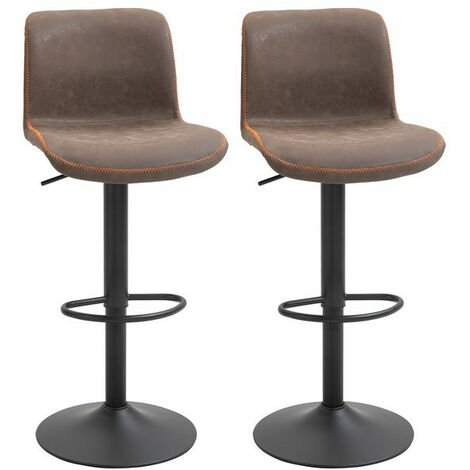 Lot de 2 tabourets de bar vintage CANNELLE bruns (1/5)