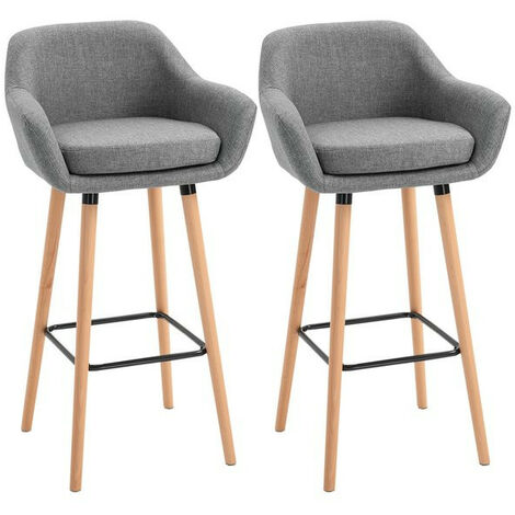 Lot de 2 tabourets hauts OSTER gris chiné (1/5)