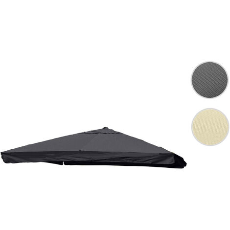 Toile pour parasol de luxe HWC-A96 avec rabat 3x4m (Ø5m) polyester 4kg  gris crème (1/5)