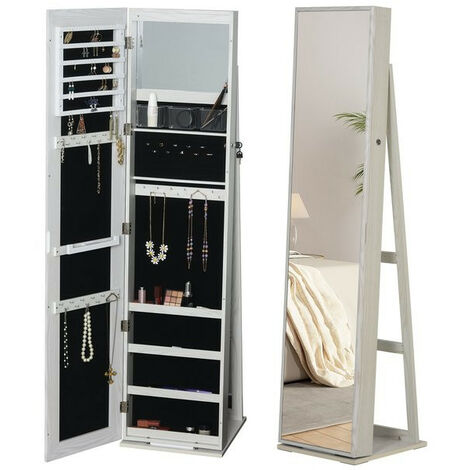 Armoire à bijoux miroir BELLY blanche (1/5)