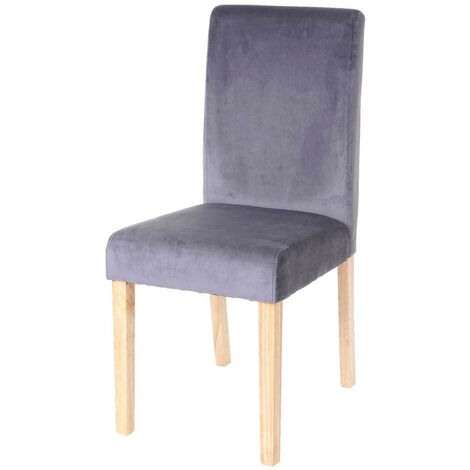 Chaise de salle à manger Littau, chaise de cuisine, velours - gris, pieds (1/5)