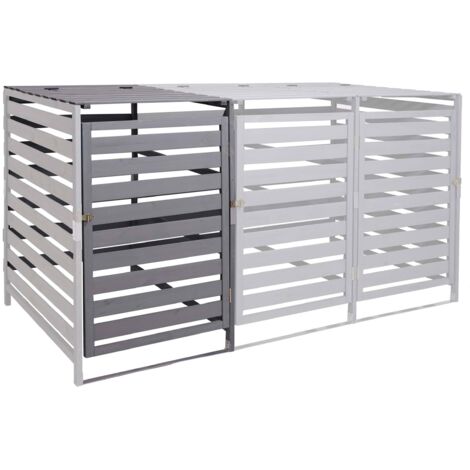 Extension pour abri à poubelles XL pour 1 ou 2 poubelles HWC-H62, bois massif 110x65x93cm - gris clair