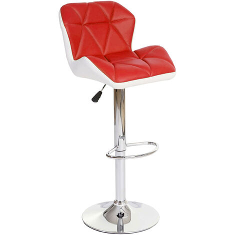 Tabouret de bar HWC-A92, tabouret de bar, cuir synthétique réglable en hauteur - rouge (1/5)