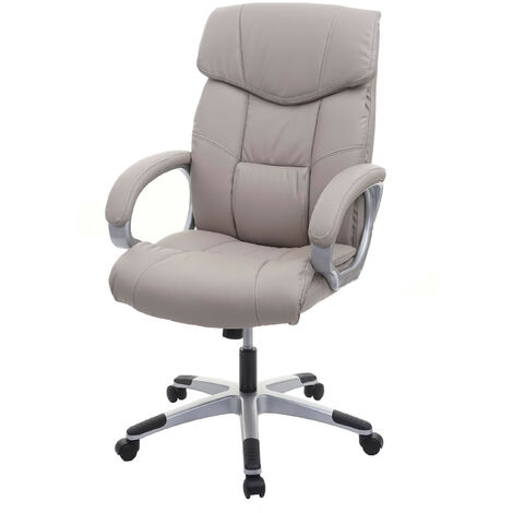 Chaise de bureau HWC-A71, siège de direction pivotant, simili cuir - taupe-gris (1/5)