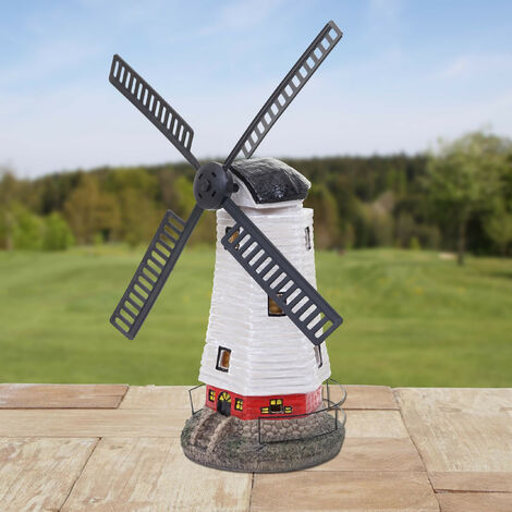 Moulin à vent en bois - Jardin - 14 cm - Décoration colorée - Jouet