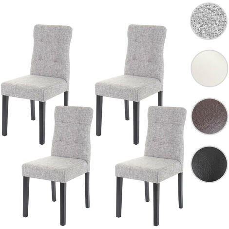 4x chaise de salle à manger HWC-E58, fauteuil - similicuir crème, pieds clairs (1/5)
