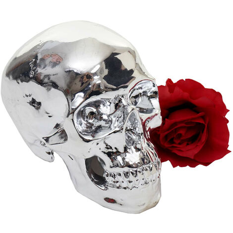 Figure de décoration crâne HWC-T921, polyresin sculpture, intérieur/plein air, 18 cm, argent (1/5)