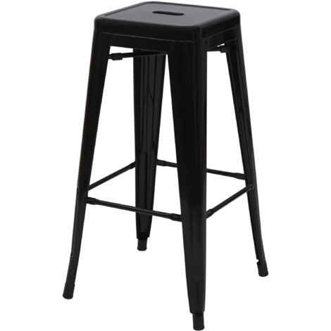 4x tabouret de bar HWC-A73, chaise de comptoir, métal, empilable, design industriel - noir (1/5)