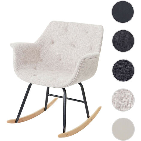 Fauteuil à bascule Malmö T820, rocking-chair, fauteuil basculant, relax - tissu, crème/gris (1/5)