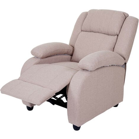 Fauteuil TV Lincoln, fauteuil de relaxation, tissus - crème-gris