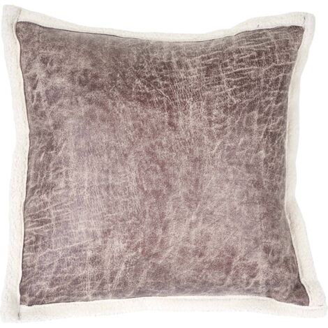 Coussin de décoration, aspect daim, coussin avec bourrage, marron aspect toison, 45x45cm (1/4)