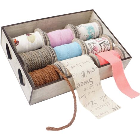 Box de décoration, bandes de décoration, boîte à ficelles, 9 galets (1/4)