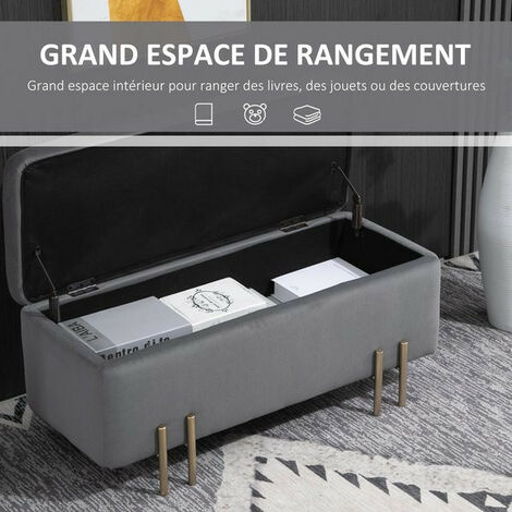 Banc coffre de rangement WENDY gris foncé