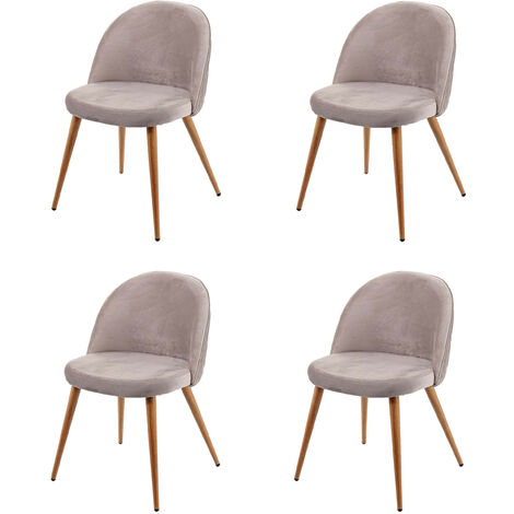 4x chaise de salle à manger HWC-D53, fauteuil, style rétro années 50, en velours - gris brun (1/5)