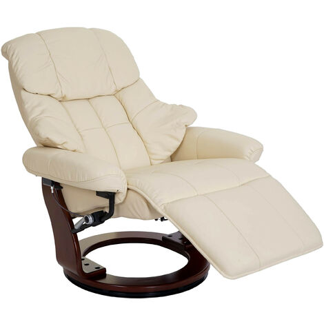 Mendler – Fauteuil relax Calgary 2 en cuir véritable – Dossier et repose-pied réglables – Charge max 150kg – Rotatif 360° – Large accoudoirs (1/5)