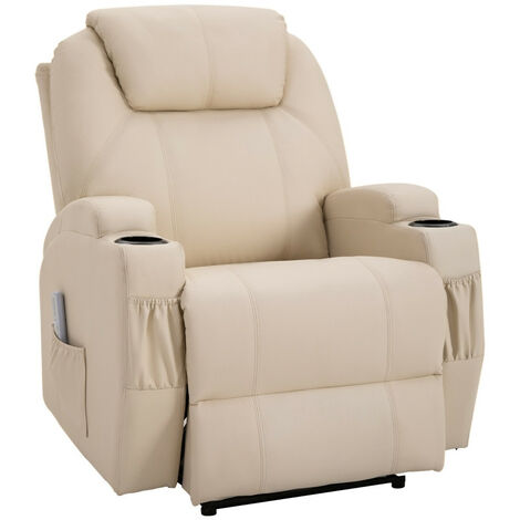 Fauteuil de relaxation éléctrique massant inclinable CHARLOTTE Crème (1/5)