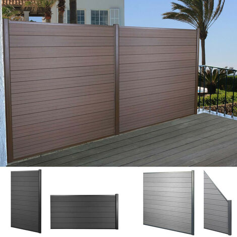 Brise-vue en WPC Sarthe, clôture brise-vent, poteaux aluminium - élément de base, 1.90m anthracite (1/5)
