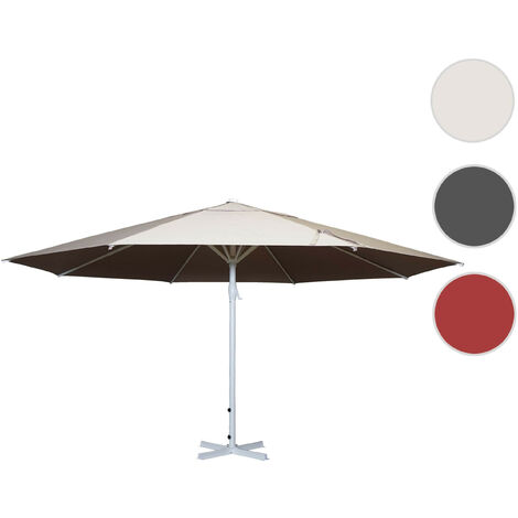 Parasol Meran II, gastronomie, parasol pour marché, Ø 5m polyester,poteau alu,blanc 28 kg - rouge avec support (1/5)