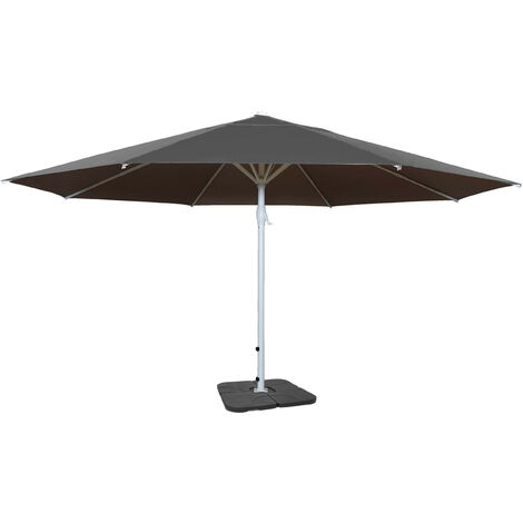 Parasol Meran II, gastronomie, parasol pour marché Ø 5m, poteau alu,blanc 28 kg - anthracite avec support (1/5)