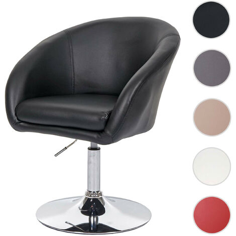 Chaise de salle à manger HWC-F19, chaise de salon pivotante, réglable en hauteur en similicuir rouge (1/5)
