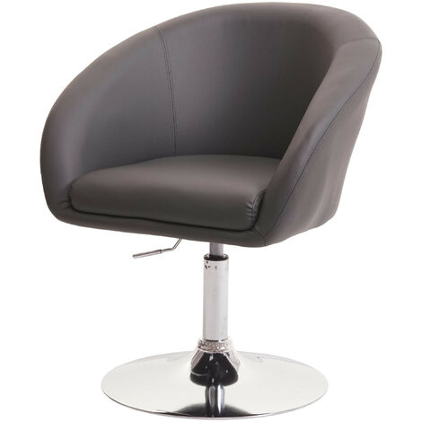 Chaise de salle à manger HWC-F19, chaise de salon pivotante, réglable en hauteur en similicuir gris (1/5)