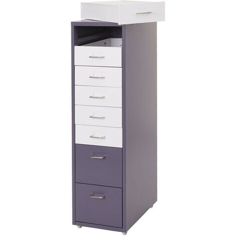Roll container Boston T851, armoire à tiroirs, 110x28x41cm 8 tiroirs - gris foncé blanc - gris foncé
